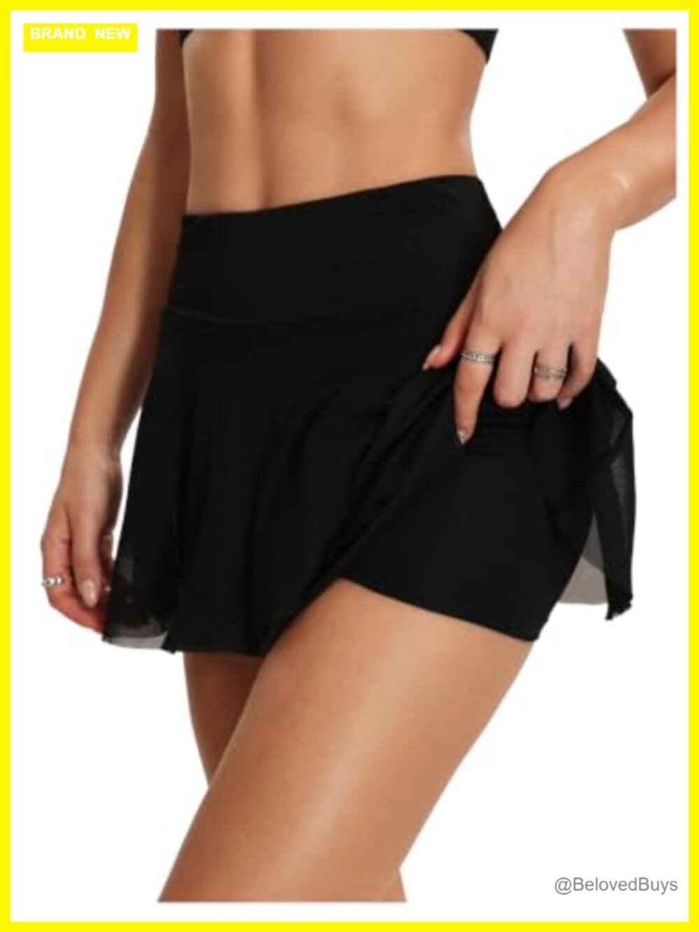 High Waisted Mesh Tennis Skort with Built In Shorts Flared Athletic Skirt for